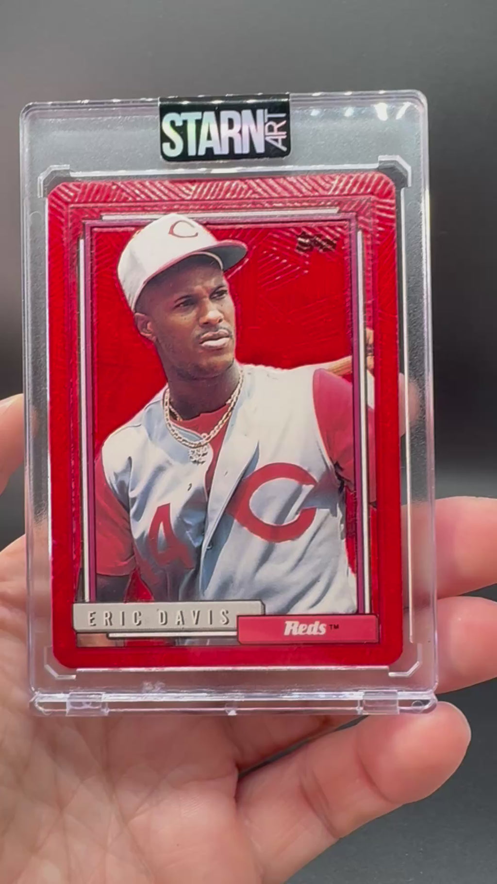 Eric Davis Custom 1/1 Baseball Card Art - Painted and Embossed