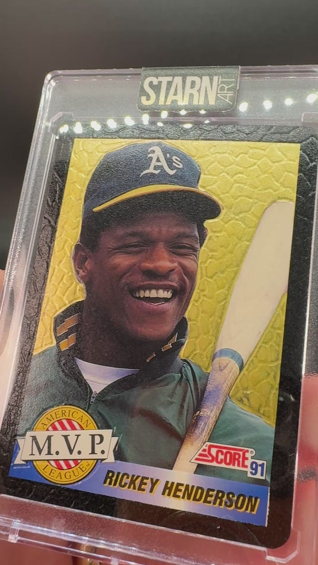 Rickey Henderson Custom 1/1 Baseball Card Art - Painted and Embossed