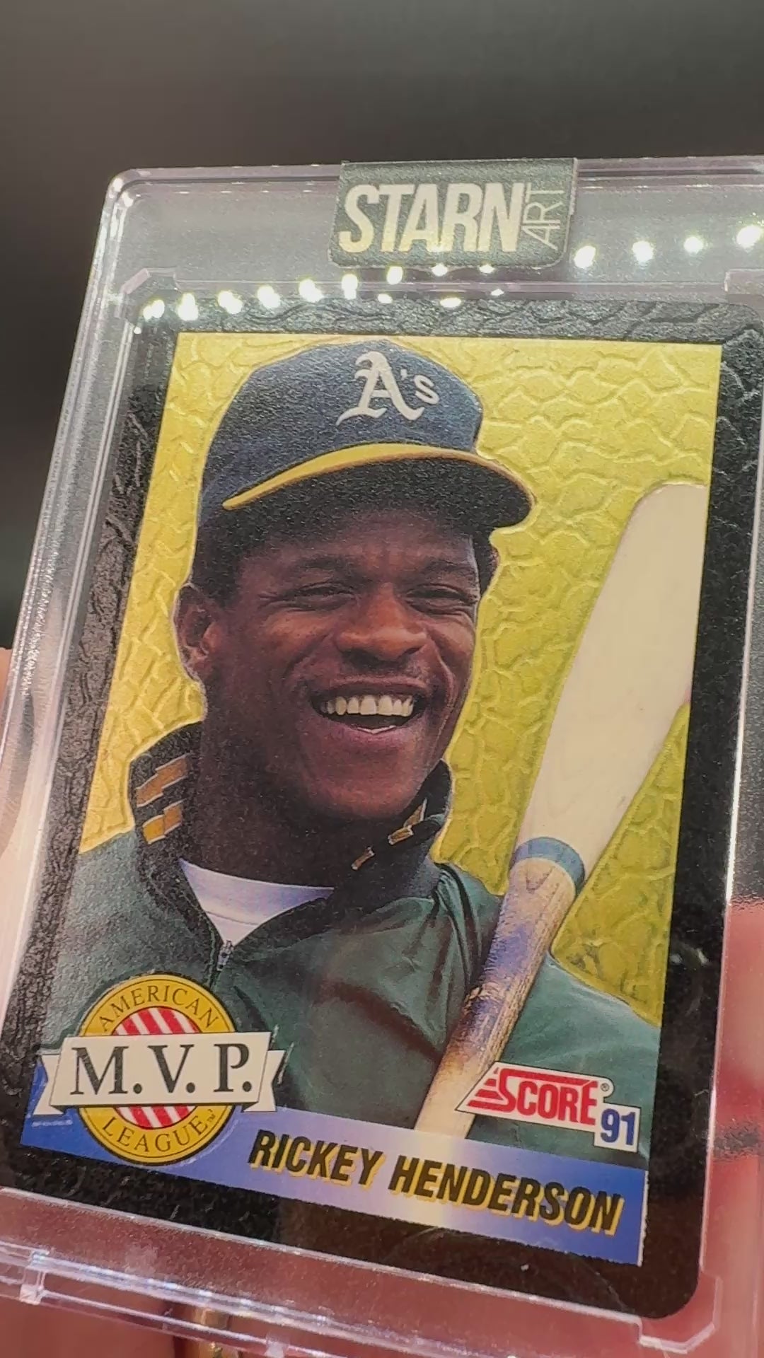 Rickey Henderson Custom 1/1 Baseball Card Art - Painted and Embossed