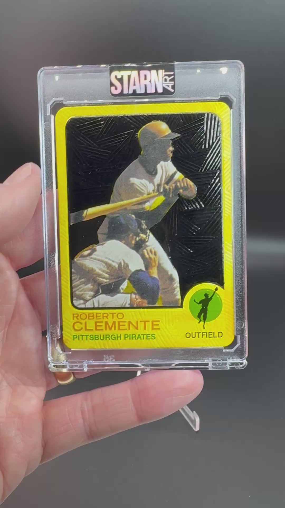 Roberto Clemente Custom 1/1 Baseball Card Art - Painted and Embossed