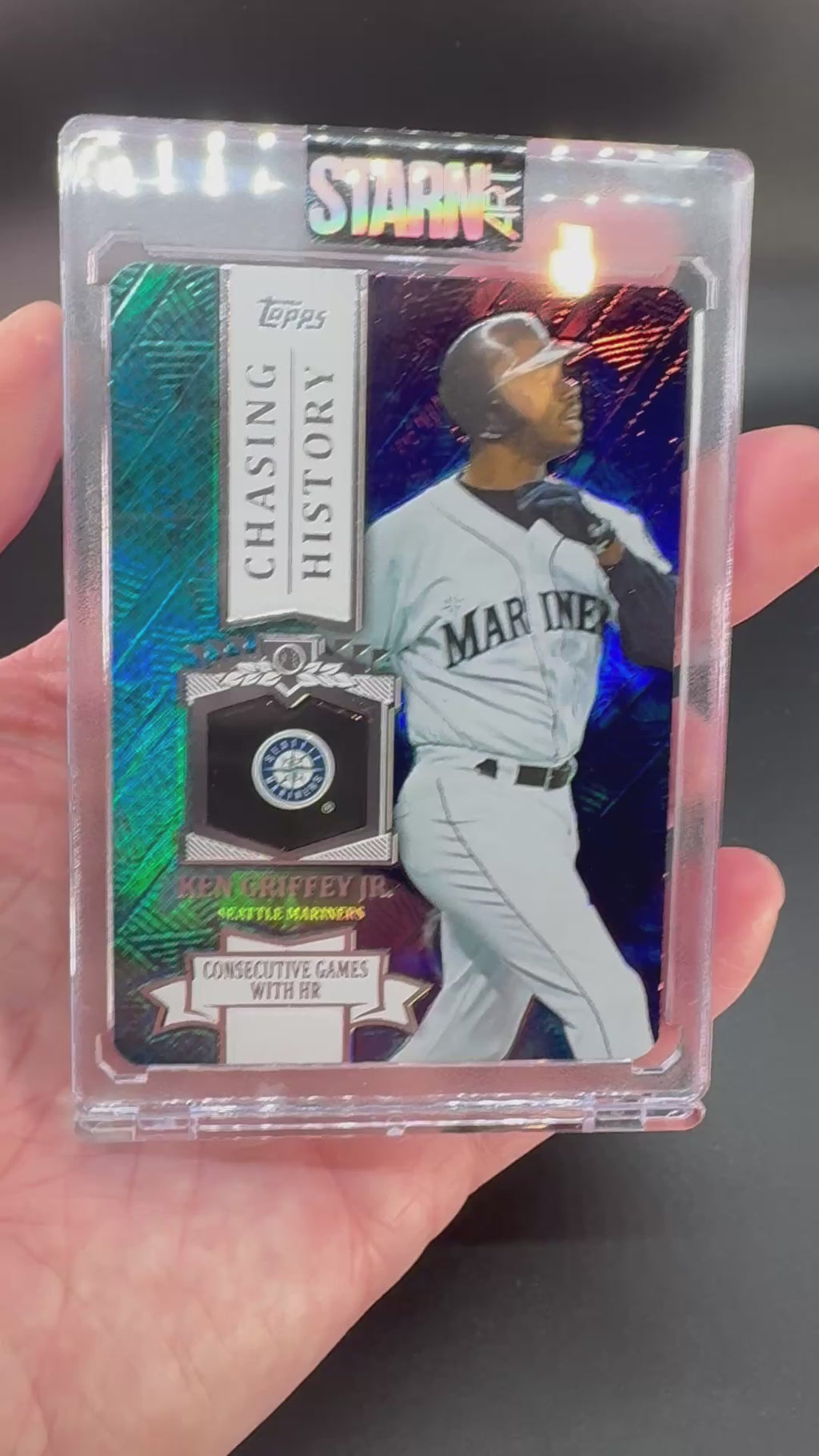 Ken Griffey Jr. Custom Embossed and Painted 1/1 Baseball Card Art
