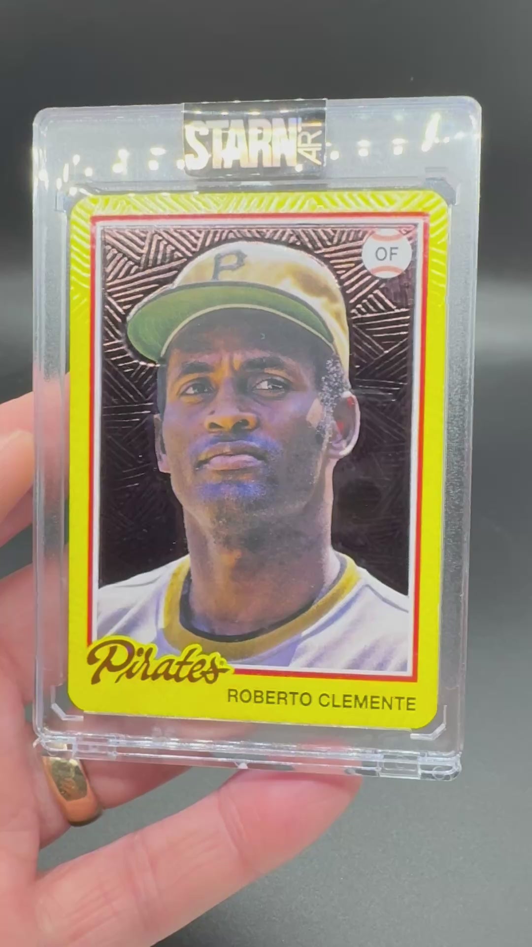 Roberto Clemente Custom 1/1 Baseball Card Art - Painted and Embossed