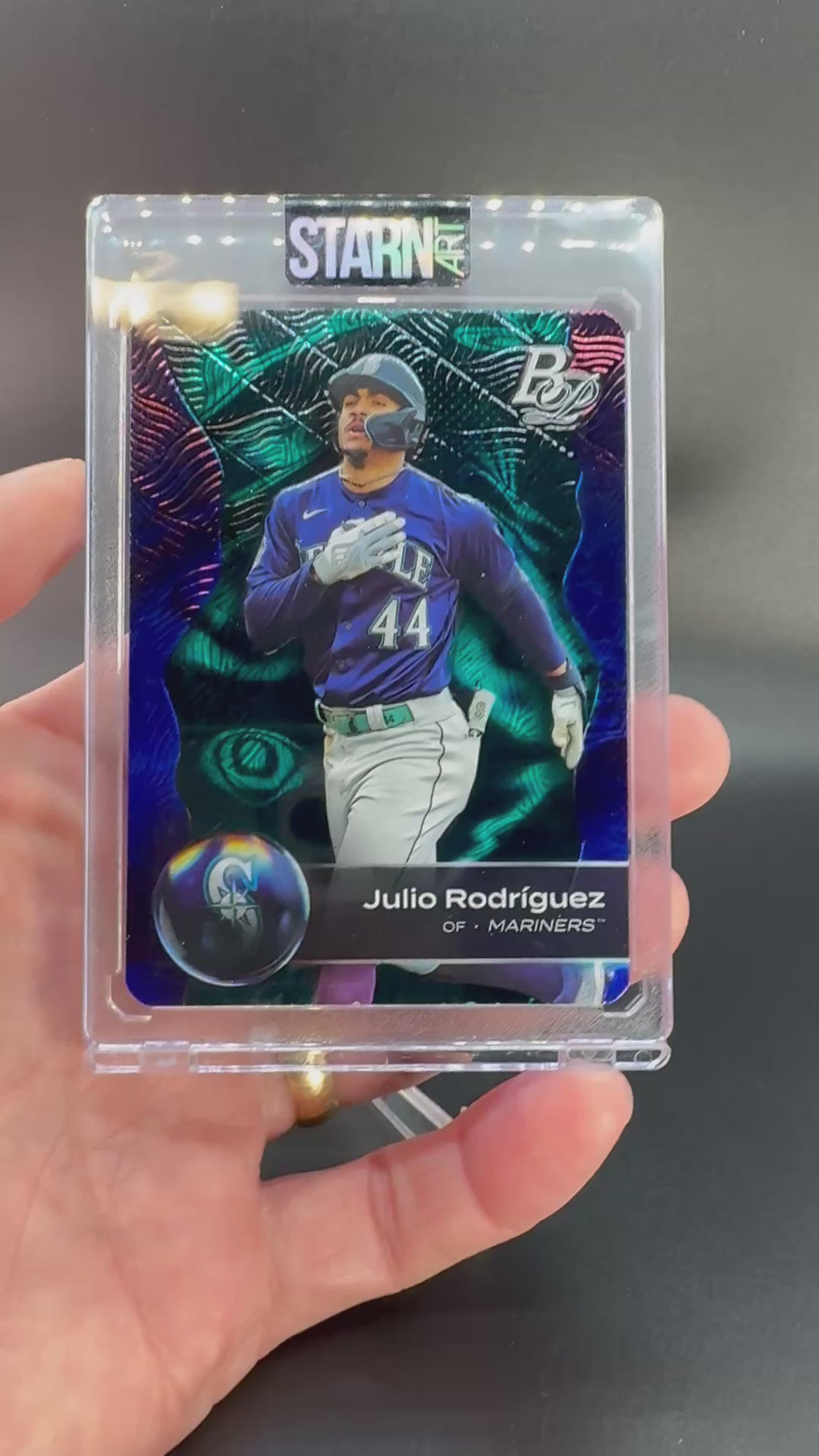 Julio Rodriguez Custom 1/1 Baseball Card Art - Painted and Embossed