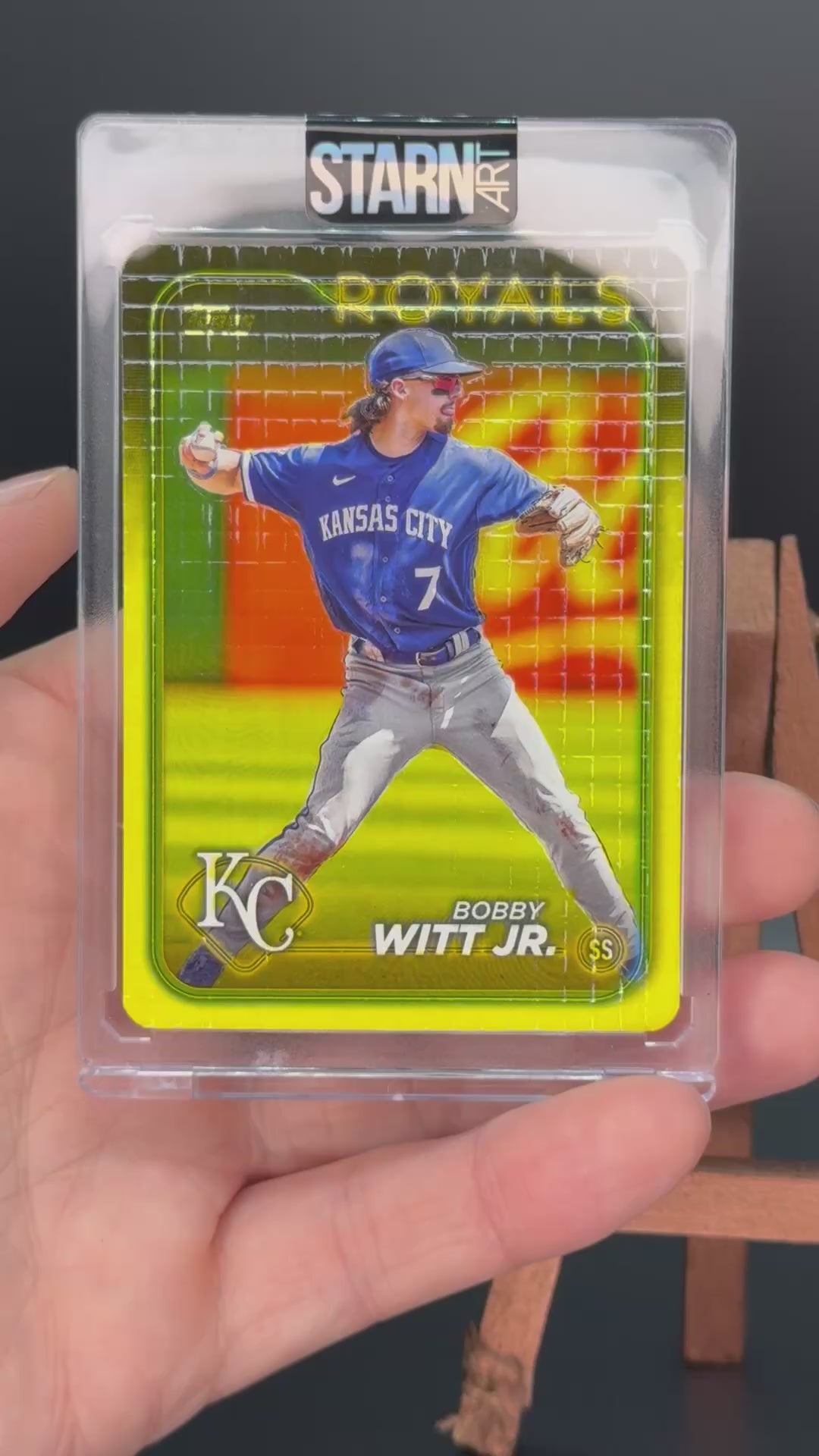 Bobby Witt Jr. Custom 1/1 Baseball Card Art - Painted and Embossed
