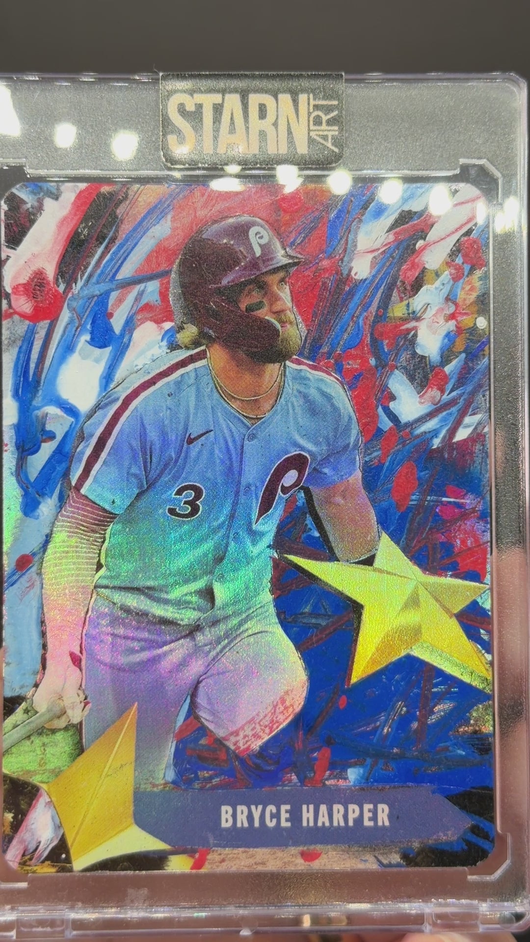 Bryce Harper Custom 1/1 Baseball Card Art - Painted and Embossed