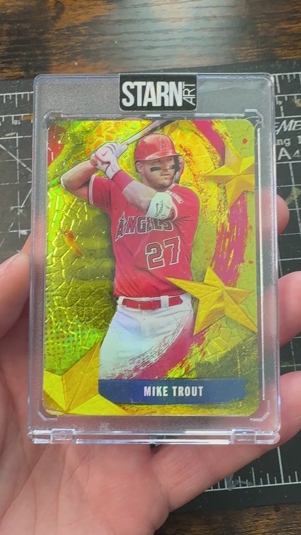 Mike Trout Custom 1/1 Baseball Card Art - Painted and Embossed