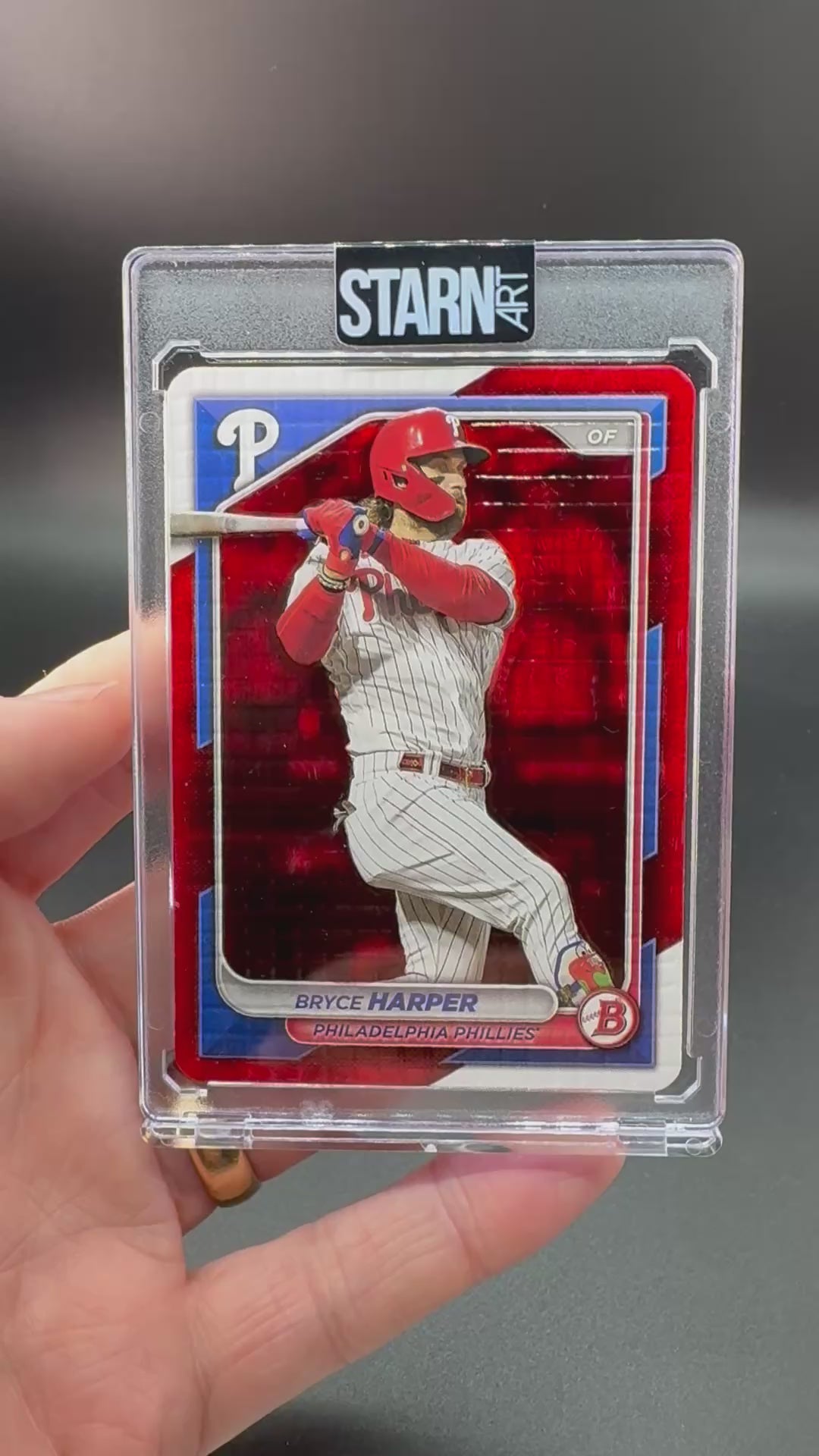 Bryce Harper Custom 1/1 Baseball Card Art - Painted and Embossed