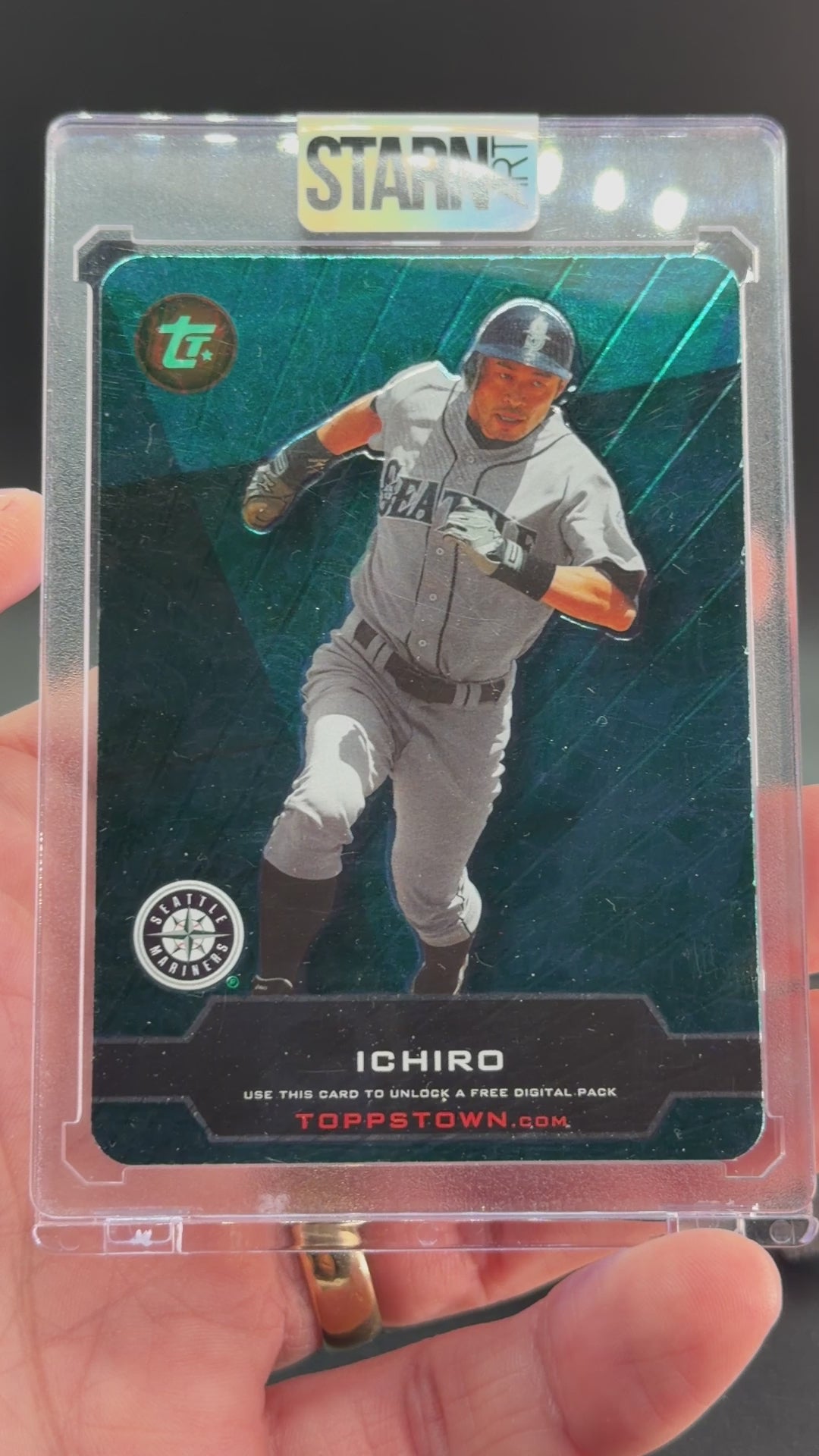 Ichiro Custom 1/1 Baseball Card Art - Painted and Embossed