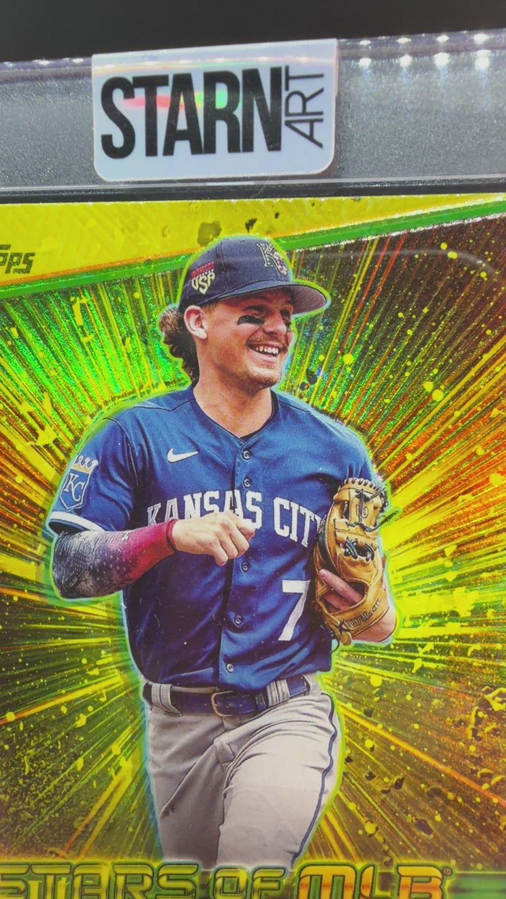Bobby Witt Jr. Custom 1/1 Baseball Card Art - Painted and Embossed