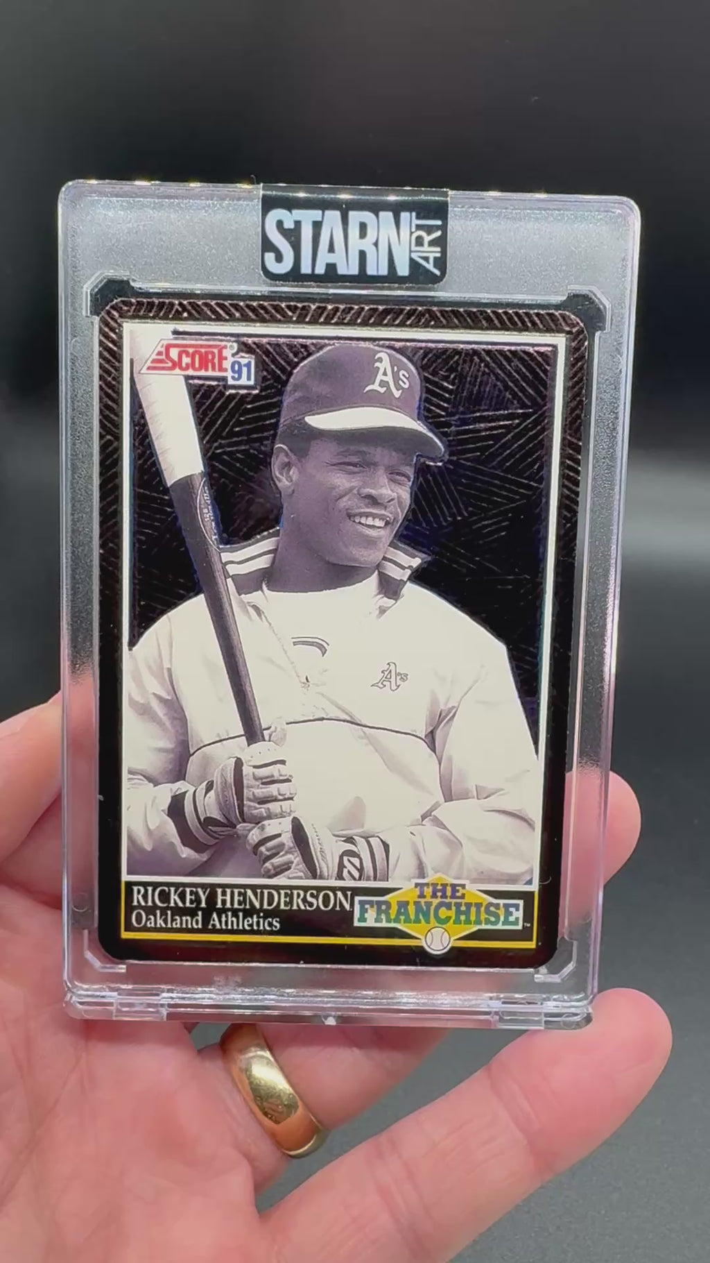 Rickey Henderson Custom 1/1 Baseball Card Art - Painted and Embossed